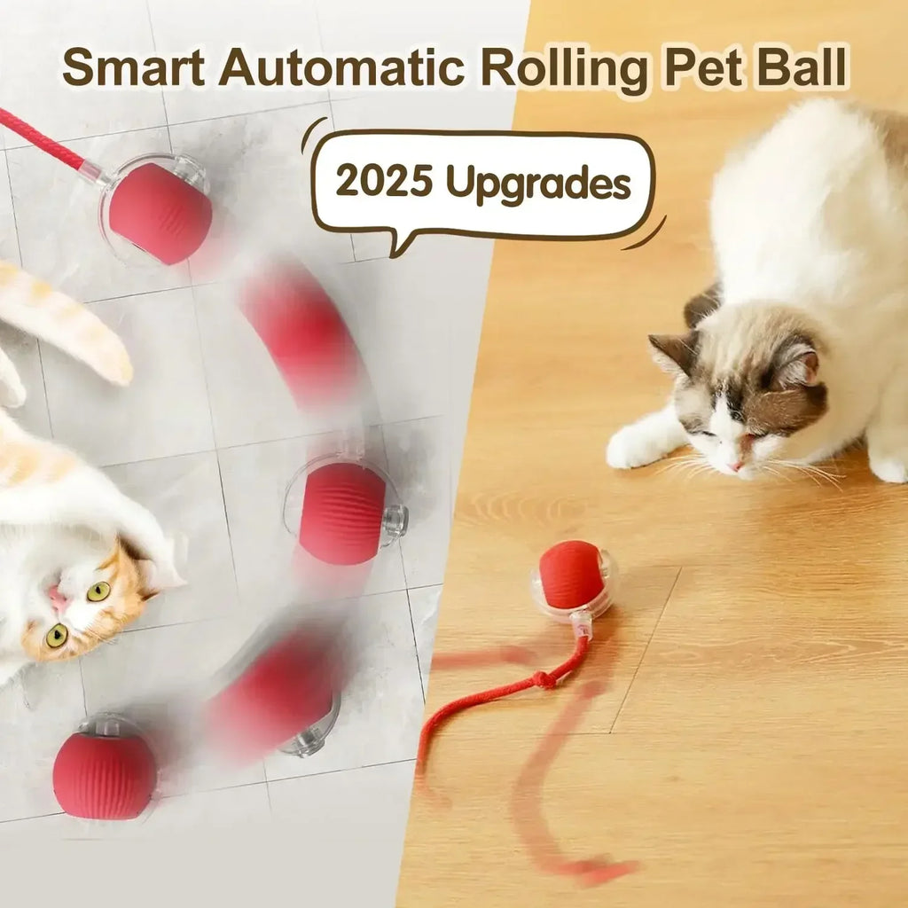 Interaktives Ballspielzeug für Katzen, automatischer rollender Ball mit Schwanz, entspannbares intelligentes interaktives Haustierspielzeug, intelligente Maus für Katzen