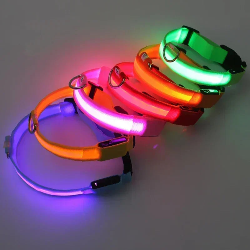 Hundehalsband mit LED-Leuchten, verstellbar, blinkend, wiederaufladbar, leuchtendes Halsband, Nacht-Anti-Verlust-Hundelichtgeschirr für kleine Hunde