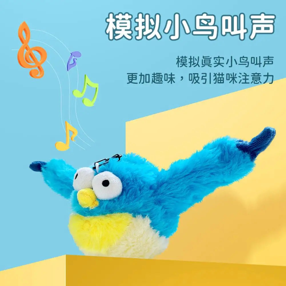 Interaktives fliegendes Vogel-Katzenspielzeug mit Katzenminze-Spielzeug, klappender Vogel, Katzenspielzeug, fliegender interaktiver klatschender zwitschernender Vogel, beliebtes Katzenspielzeug