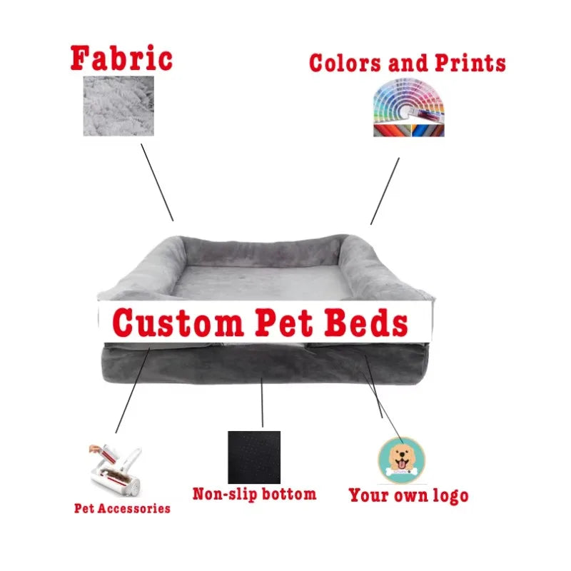 Hersteller Großhandel waschbares Hundebett Custom OEM Memory Foam Orthopädisches menschliches Hundebett Xxl