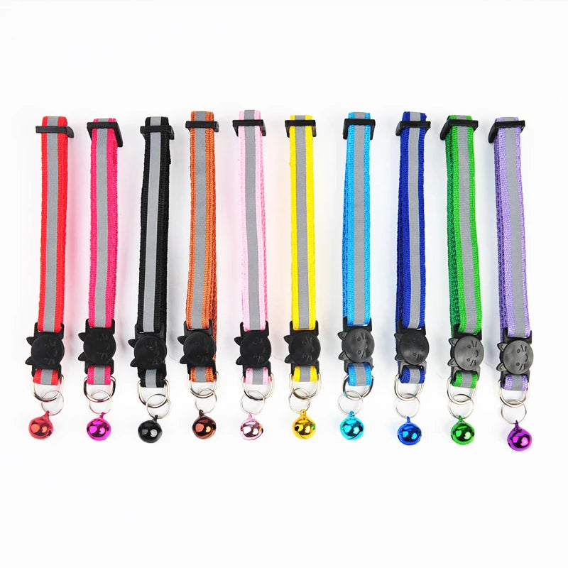Nylon Haustier Kragen Nacht Sicherheit Reflektierende Katze Und Hund Kragen Einstellbare Haustier Halskette Cartoon Katze Kopf Bunte Glocke Haustier Leine