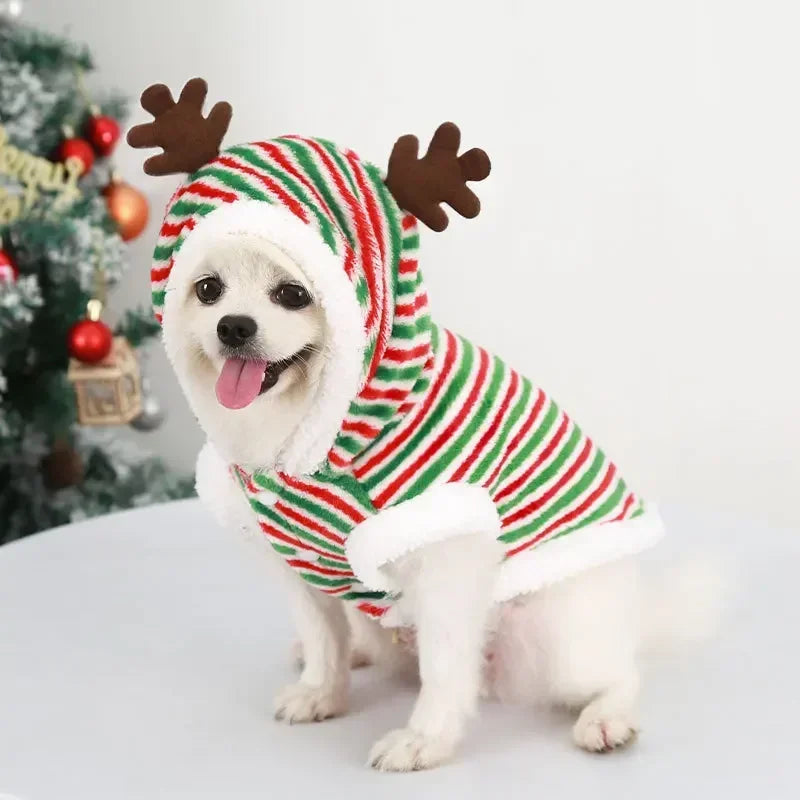 Weihnachtskleidung für Hunde, Winter, warme Haustierkleidung für kleine und mittelgroße Hunde, Elch, Weihnachtsmann, Hund, Katzen, Mantel, Hoodies, Weihnachtshunde-Kostüm