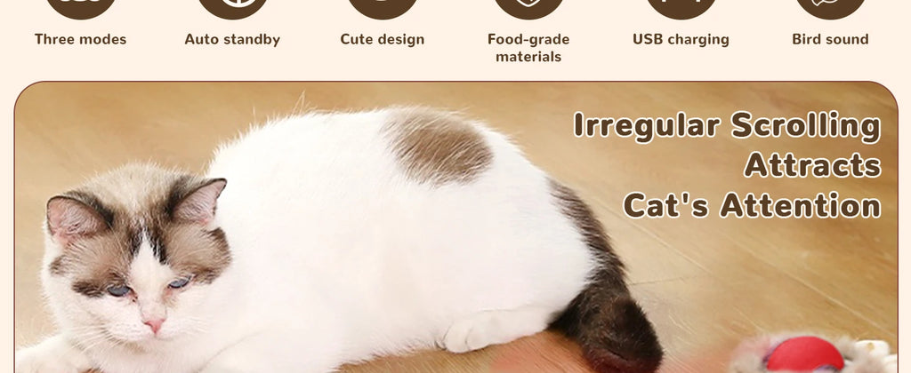 Interaktives Katzenspielzeug, automatischer rollender Ball mit Schwanz, wiederaufladbares intelligentes interaktives Haustierspielzeug, intelligentes Spielzeug für Katzen