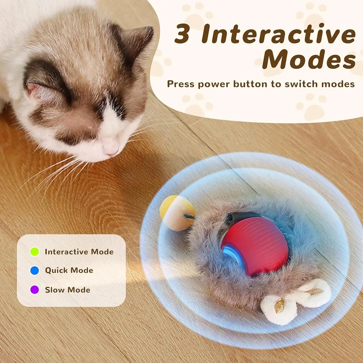 Interaktives Katzenspielzeug, automatischer rollender Ball mit Schwanz, wiederaufladbares intelligentes interaktives Haustierspielzeug, intelligentes Spielzeug für Katzen