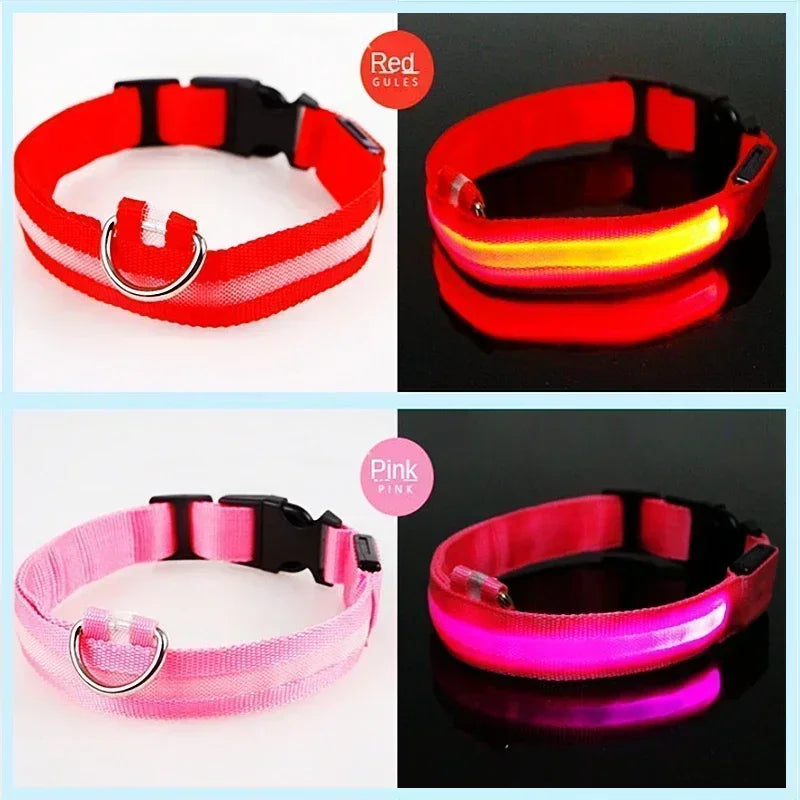 Hundehalsband mit LED-Leuchten, verstellbar, blinkend, wiederaufladbar, leuchtendes Halsband, Nacht-Anti-Verlust-Hundelichtgeschirr für kleine Hunde